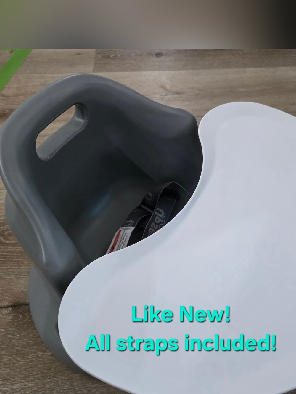 UPSEAT Baby Floor And Booster Seat with Tray - Gray and White